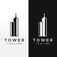 French eiffel tower building and high tower Logo template design.With editable vector illustration.