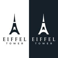 French eiffel tower building and high tower Logo template design.With editable vector illustration.