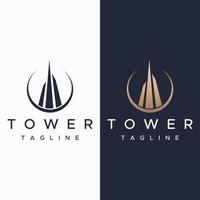 French eiffel tower building and high tower Logo template design.With editable vector illustration.