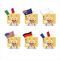 File folder cartoon character bring the flags of various countries vector