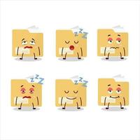 Cartoon character of file folder with sleepy expression vector