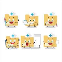 médico profesión emoticon con archivo carpeta dibujos animados personaje vector