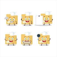 Cartoon character of file folder with various chef emoticons vector