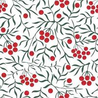 Hand drawn floral seamless pattern with viburnum branches and berries vector