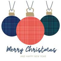 Merry Christmas and happy new year. Christmas ball with plaid pattern vector