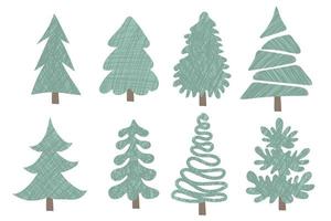 Collection of hand drawn christmas trees illustration vector