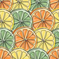 Seamless pattern of citrus slices of orange, lemon and lime vector