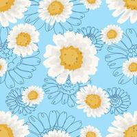 Seamless pattern of camomiles vector