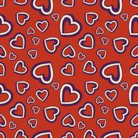 Seamless pattern with hearts in retro style vector