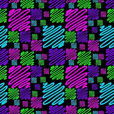 Bright neon. Hand drawn seamless pattern