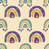 Seamless pattern with rainbows in retro style vector