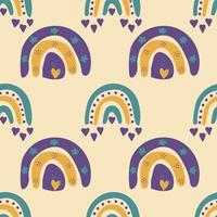 Seamless pattern with rainbows in retro style vector