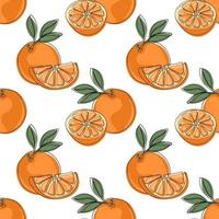 Orange seamless pattern. Hand drawn fruit background vector