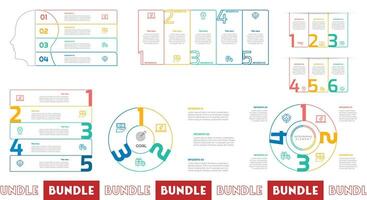 infografía haz conjunto con 3, 4, 5, 6, 8 pasos, opciones o procesos para flujo de trabajo disposición, diagrama, anual informe, presentación y web diseño. vector