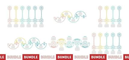 Infographic bundle set with 4, 5, 6 steps, options or processes for workflow layout, diagram, annual report, presentation and web design. vector