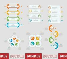 Infographic bundle set with 3, 4, 5 steps, options or processes for workflow layout, diagram, annual report, presentation and web design. vector