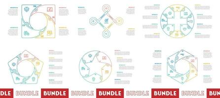 Infographic bundle set with 4, 5, 6, steps, options or processes for workflow layout, diagram, annual report, presentation and web design. vector