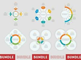 Infographic bundle set with 4, 5, 6 steps, options or processes for workflow layout, diagram, annual report, presentation and web design. vector