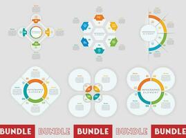 Infographic bundle set with 4, 5, 6 steps, options or processes for workflow layout, diagram, annual report, presentation and web design. vector