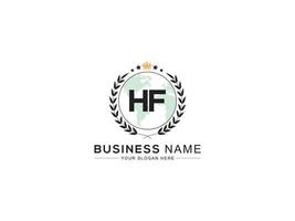 Crown Hf King Logo, Initial HF Logo Letter Vector Stock Image