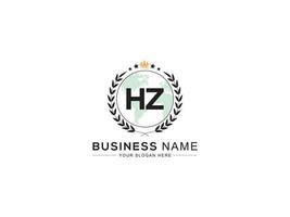 Crown Hz King Logo, Initial HZ Logo Letter Vector Stock Image