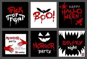 Set of halloween square posters or greeting cards vector