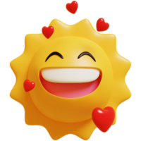3d sole emoticon.amore emozione cartone animato personaggio giallo emoji. 3d rendere. png