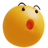 Yellow face wow emoji. Surprised, shocked emoticon. 3D render illustration. png