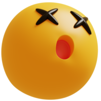 amarelo face Uau emoji. surpreso, chocado emoticon. 3d render ilustração. png