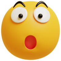 amarelo face Uau emoji. surpreso, chocado emoticon. 3d render ilustração. png