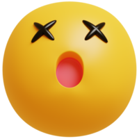 amarelo face Uau emoji. surpreso, chocado emoticon. 3d render ilustração. png