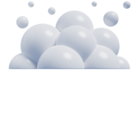 blanc 3d nuages.doux rond dessin animé duveteux des nuages icône. 3d rendre illustration png