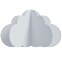 3d white clouds.Cartoon fluffy clouds icon. Paper cut style 3d render illustration. png