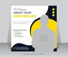 Healthcare Social media post design template. promotion square web banner for hospital doctor vector