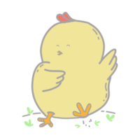 Illustration of cute yellow chick cartoon, happy png