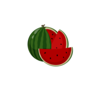 Fresh and juicy whole watermelons and slices png