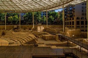 beautiful ruins of the ancient Roman amphitheater in Zaragoza Spain Museo del Teatro de Caesaraugusta photo