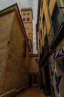 historic church in Zaragoza in the narrow Mudejar streets of the city photo