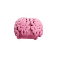 3d render minimal pink brain, thinking comic speech bubble. 3d rendering brain cartoon icon. png