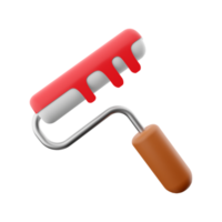 3d render Paint roller with red paint. Concept for color advertising. 3D rendering paint roller icon. png