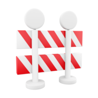 3d rendering roadblock with red stripes. Under construction, warning barrier. 3D rendering of roadblock, icon. png