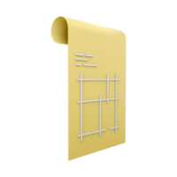 3d render Architecture, blueprint icon. Professional icon in cartoon style. 3d render building plan icon. png