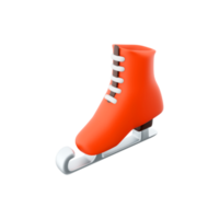 3d rendering red ice skates icon. 3d render Narrow steel skids attached to ice skating shoes icon. png