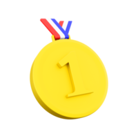 3d rendering first place gold medal icon. 3d render one of the types of medals used as an award icon. Gold medal. png