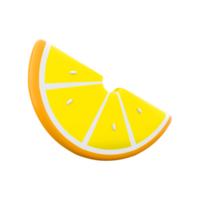 3d representación rebanada de limón icono. 3d hacer maduro amarillo limón icono. rebanada de limón. png