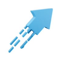 3d render blue arrow icon. 3d render Blue flexible stock arrows up growth icon. Investment, leadership, bussines and financial growth concept. png