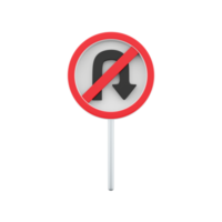 3d render Label No U-turn. 3d rendering Sticker No U-turn cartoon icon. png