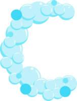 alfabeto de jabón burbujas agua jabonaduras letra C. dibujos animados fuente png
