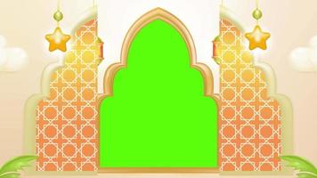 a aberto portão modelo é perfeito para Ramadã cumprimento vídeos, com plantar e lanterna enfeites video