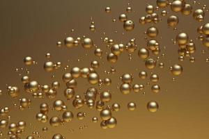 3d brillante dorado líquido burbujas pelotas flotante en aire. fondo de pantalla antecedentes para fiesta modelo. gráfico diseño, festivo oro póster foto